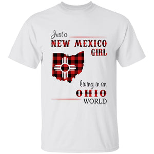 Just A New Mexico Girl Living In An Ohio World T-shirt - T-shirt Born Live Plaid Red Teezalo