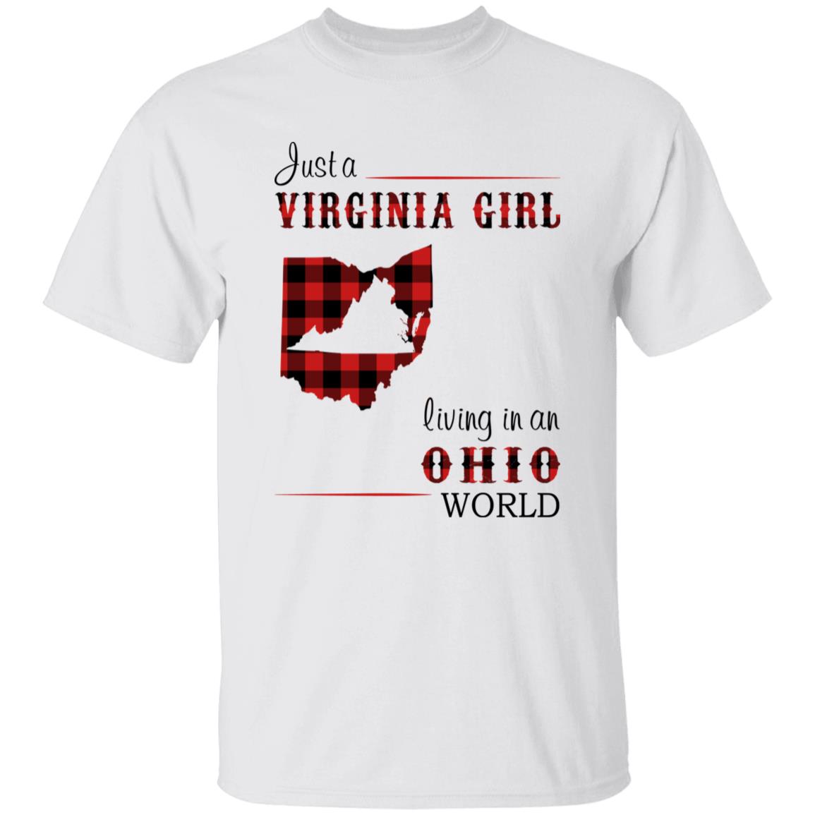 Just A Virginia Girl Living In An Ohio Girl T-shirt - T-shirt Born Live Plaid Red Teezalo