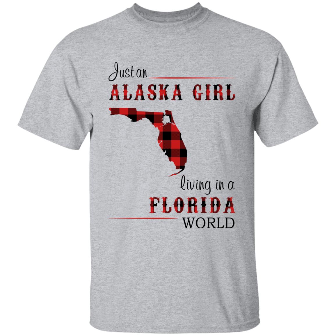 Just An Alaska Girl Living In A Florida World T-shirt - T-shirt Born Live Plaid Red Teezalo