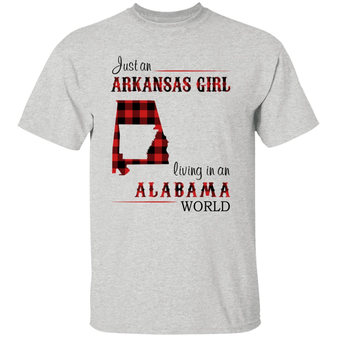Just An Arkansas Girl Living In An Alabama World T-shirt - T-shirt Born Live Plaid Red Teezalo