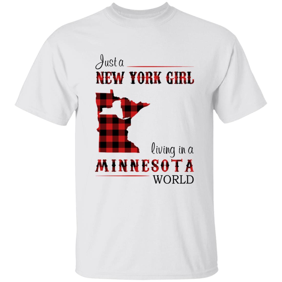 Just A New York Girl Living In A Minnesota World T-shirt - T-shirt Born Live Plaid Red Teezalo
