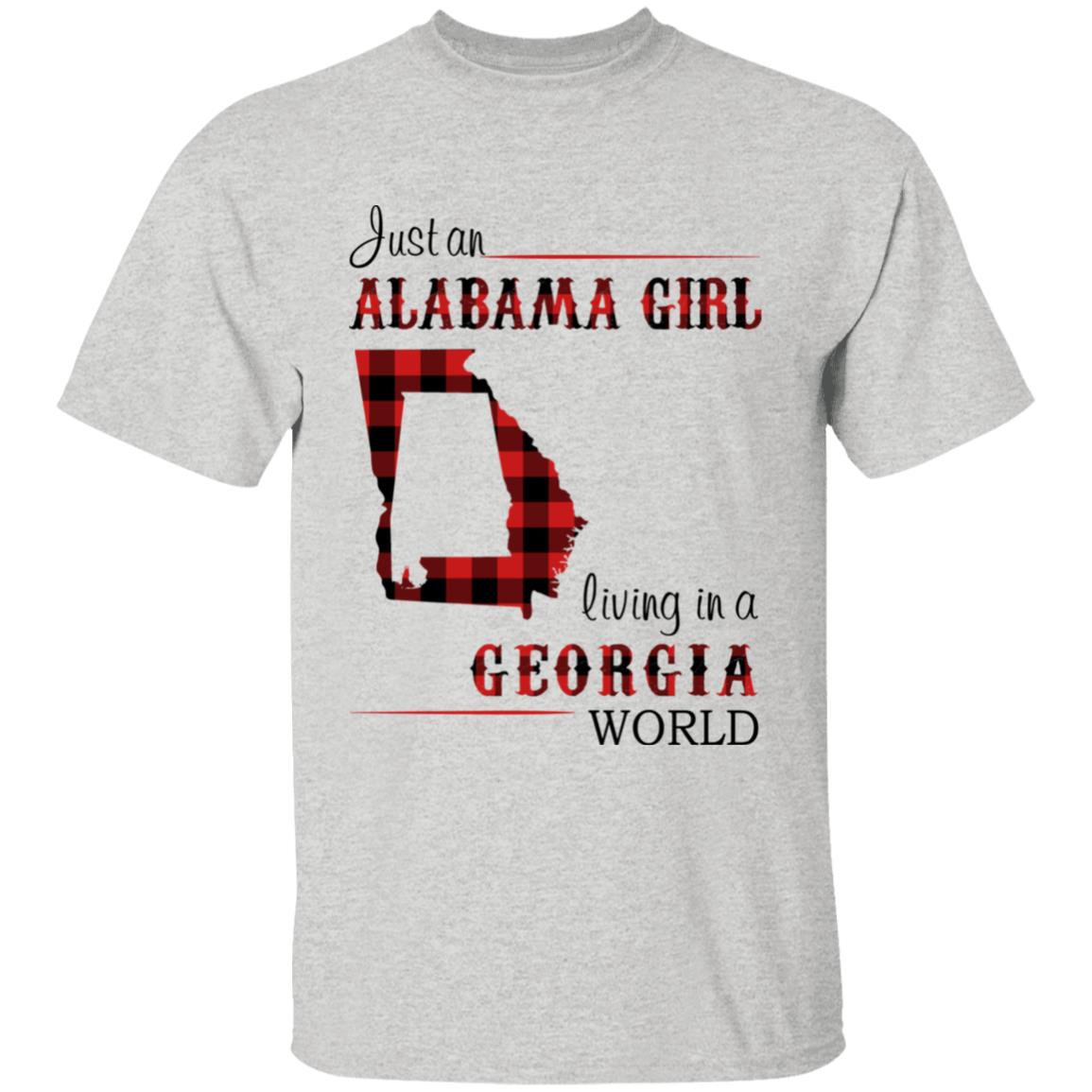 Just An Alabama  Girl Living In A Georgia World T-shirt - T-shirt Born Live Plaid Red Teezalo