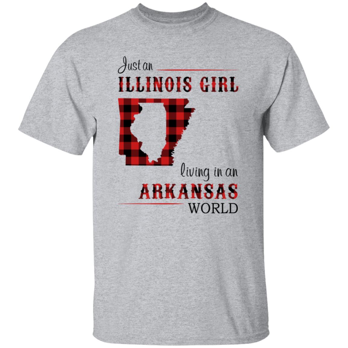 Just An Illinois Girl Living In An Arkansas World T-shirt - T-shirt Born Live Plaid Red Teezalo