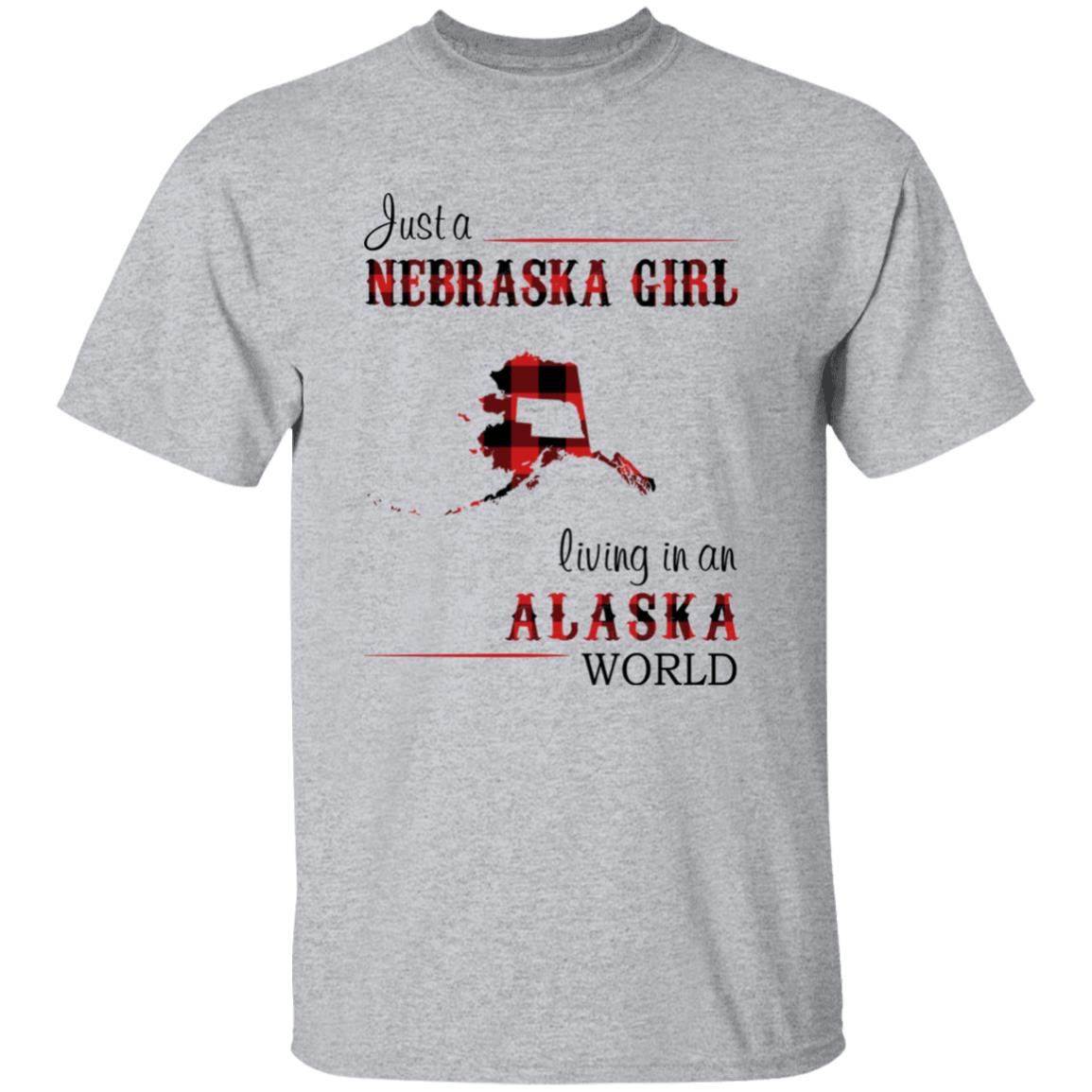 Just A Nebraska Girl Living In An Alaska World T-shirt - T-shirt Born Live Plaid Red Teezalo