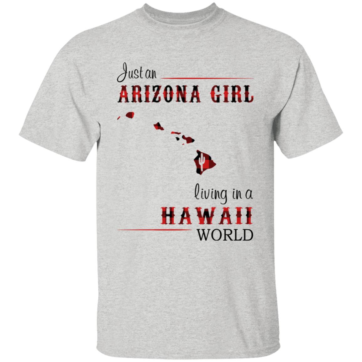 Just An Arizona Girl Living In A Hawaii World T-shirt - T-shirt Born Live Plaid Red Teezalo