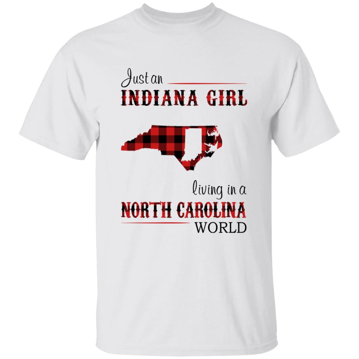 Just An Indiana Girl Living In A North Carolina World T-shirt - T-shirt Born Live Plaid Red Teezalo
