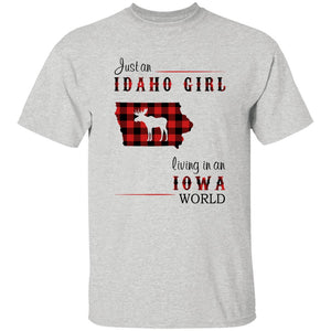 Just An Idaho Girl Living In An Iowa World T-shirt - T-shirt Born Live Plaid Red Teezalo