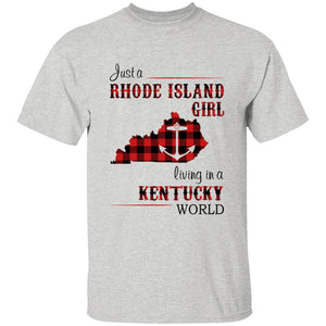 Just A Rhode Island Girl Living In A Kentucky World T-shirt - T-shirt Born Live Plaid Red Teezalo