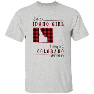 Just An Idaho Girl Living In A Colorado World T-shirt - T-shirt Born Live Plaid Red Teezalo
