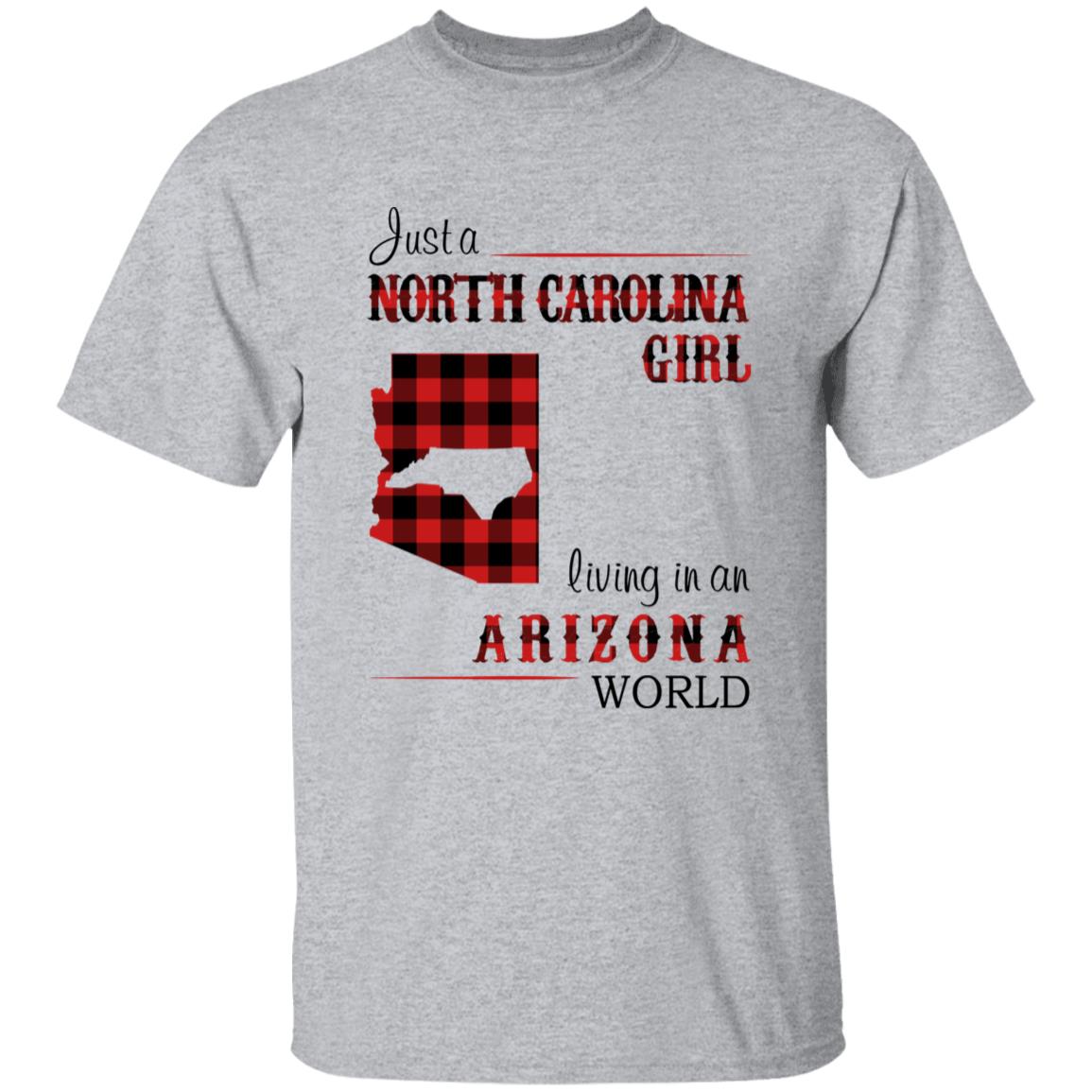 Just A North Carolina Girl Living In An Arizona World T-shirt - T-shirt Born Live Plaid Red Teezalo
