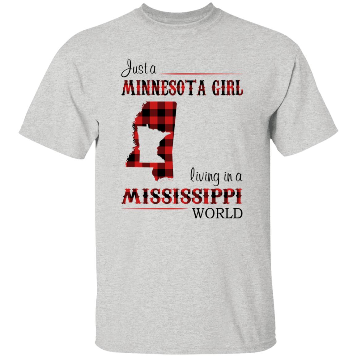 Just A Minnesota Girl Living In A Mississippi World T-shirt - T-shirt Born Live Plaid Red Teezalo