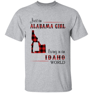 Just An Alabama Girl Living In An Idaho World T-shirt - T-shirt Born Live Plaid Red Teezalo