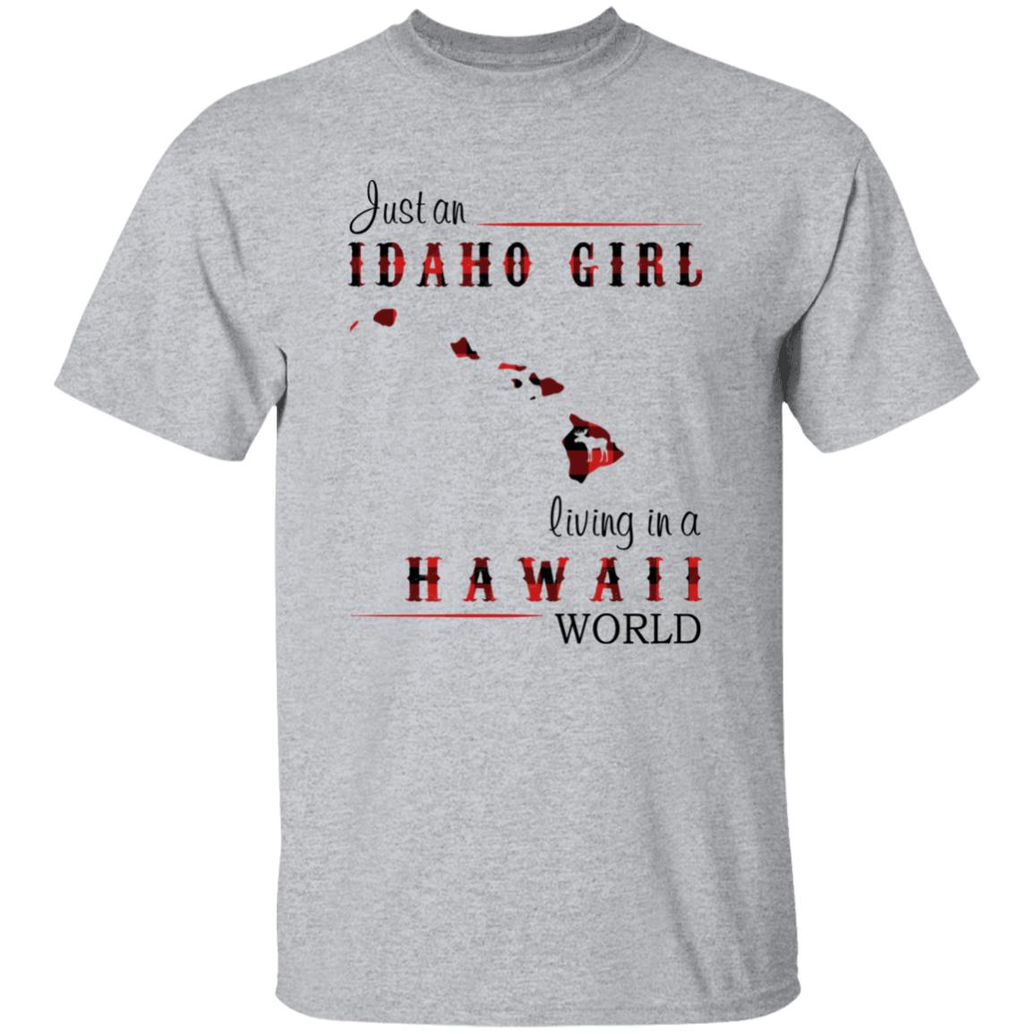 Just An Idaho Girl Living In A Hawaii World T-shirt - T-shirt Born Live Plaid Red Teezalo