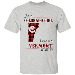 Just A Colorado Girl Living In A Vermont World T-shirt - T-shirt Born Live Plaid Red Teezalo