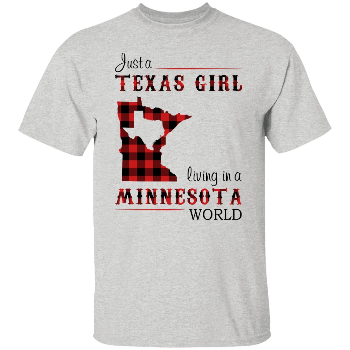 Just A Texas Girl Living In A Minnesota World T- Shirt - T-shirt Born Live Plaid Red Teezalo