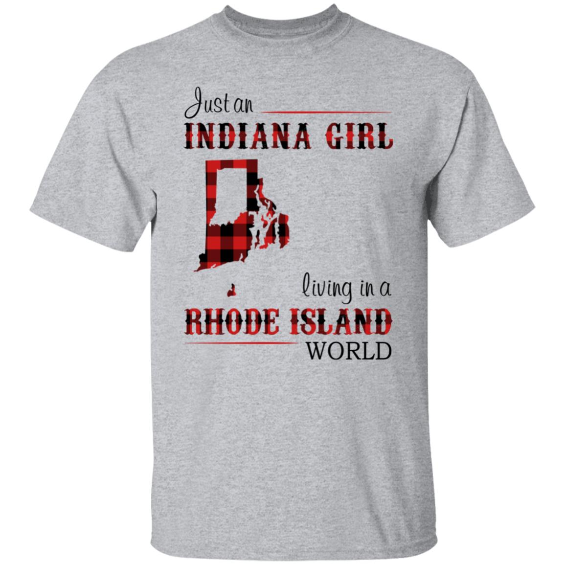 Just An Indiana Girl Living In A Rhode Island World T-Shirt - T-shirt Born Live Plaid Red Teezalo