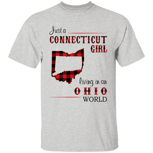 Just A Connecticut Girl Living In An Ohio World T-shirt - T-shirt Born Live Plaid Red Teezalo