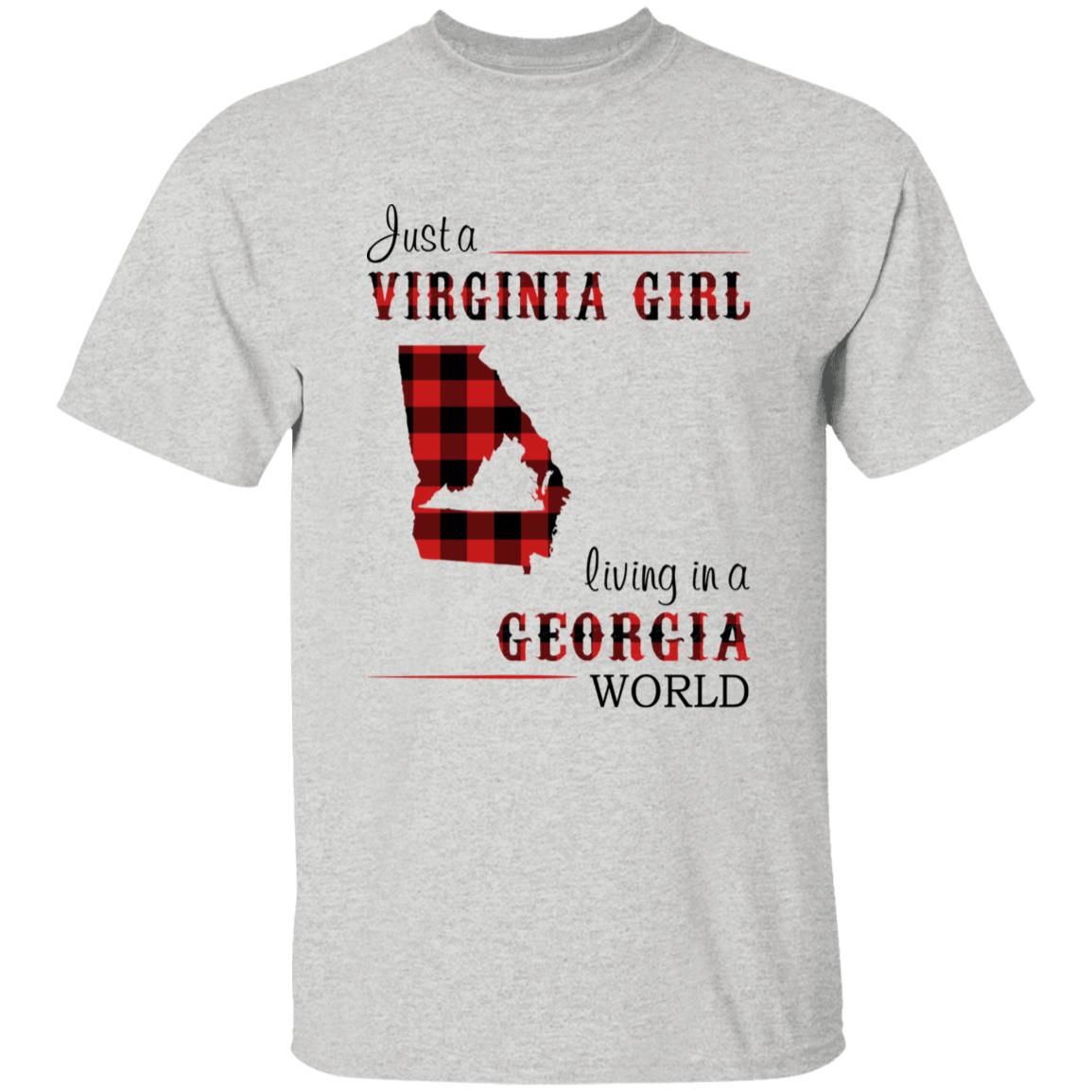Just A Virginia Girl Living In A Georgia World T-shirt - T-shirt Born Live Plaid Red Teezalo