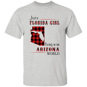 Just Florida Girl Living In An Arizona World T-shirt - T-shirt Born Live Plaid Red Teezalo