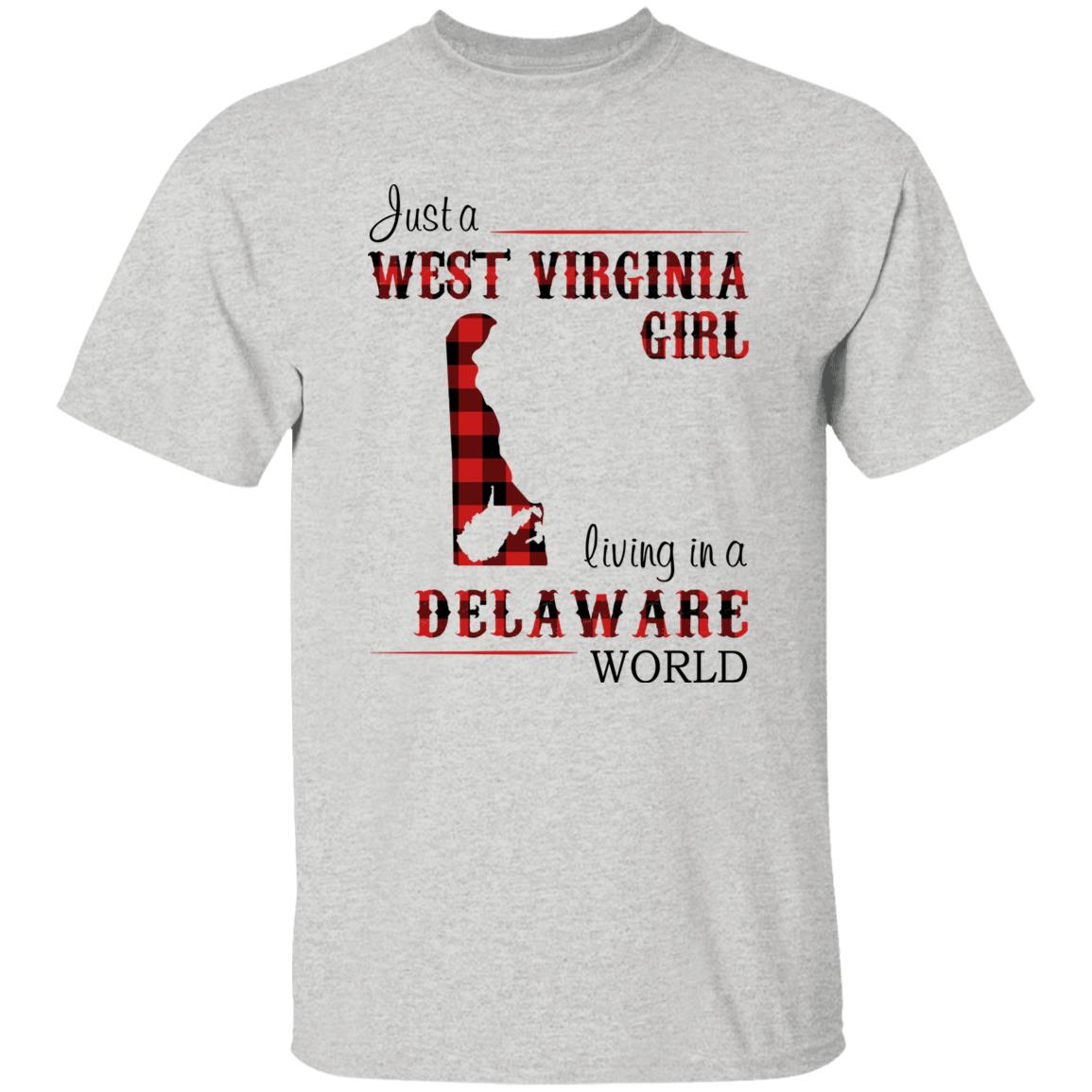 Just A West Virginia Girl Living In A Delaware World T-shirt - T-shirt Born Live Plaid Red Teezalo