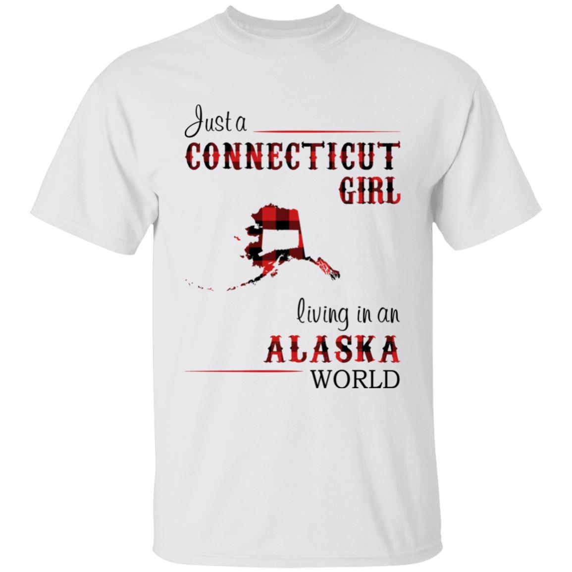 Just A Connecticut Girl Living In An Alaska World T-shirt - T-shirt Born Live Plaid Red Teezalo