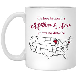 Wisconsin Connecticut The Love Between Mother And Son Mug - Mug Teezalo