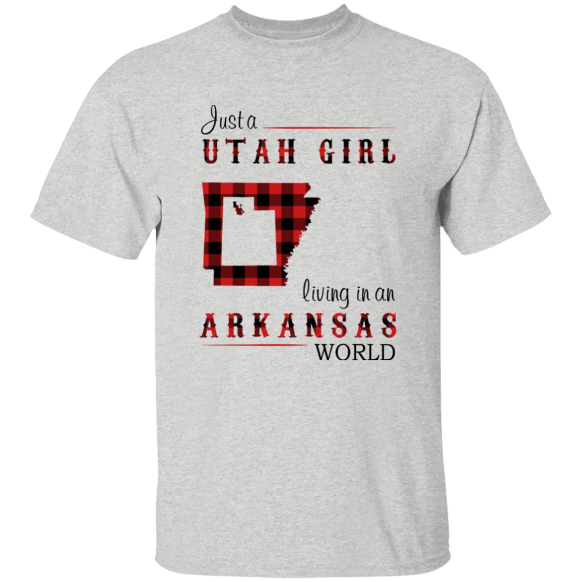 Just A Utah Girl Living In An Arkansas World T-shirt - T-shirt Born Live Plaid Red Teezalo