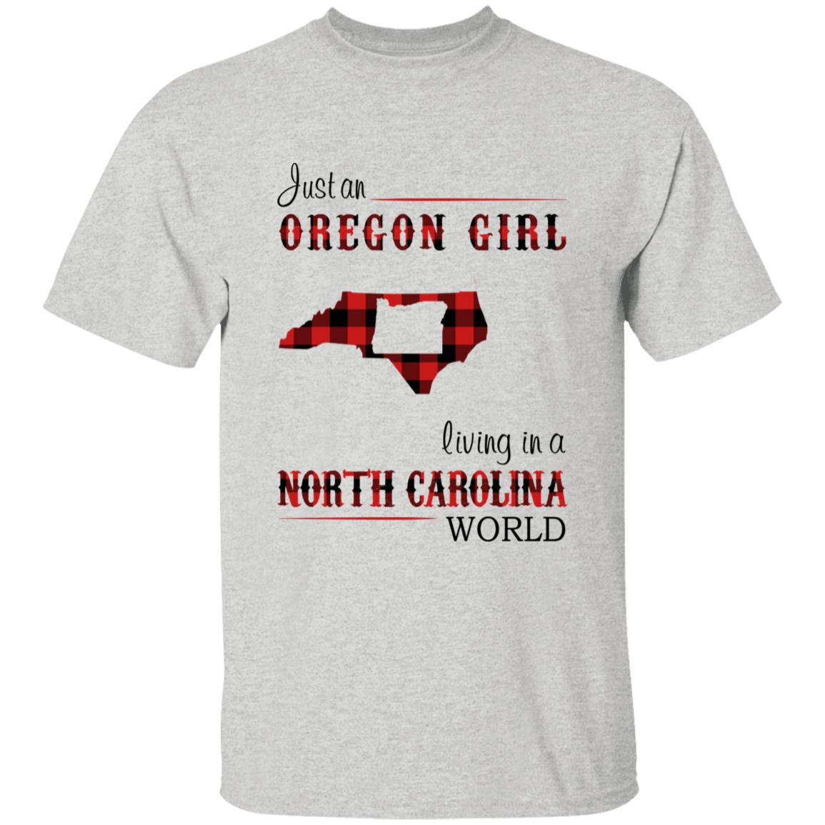 Just An Oregon Girl Living In A North Carolina World T-shirt - T-shirt Born Live Plaid Red Teezalo