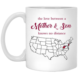 West Virginia Jersey The Love Between Mother And Son Mug - Mug Teezalo