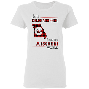 Just A Colorado Girl Living In A Missouri World T-shirt - T-shirt Born Live Plaid Red Teezalo