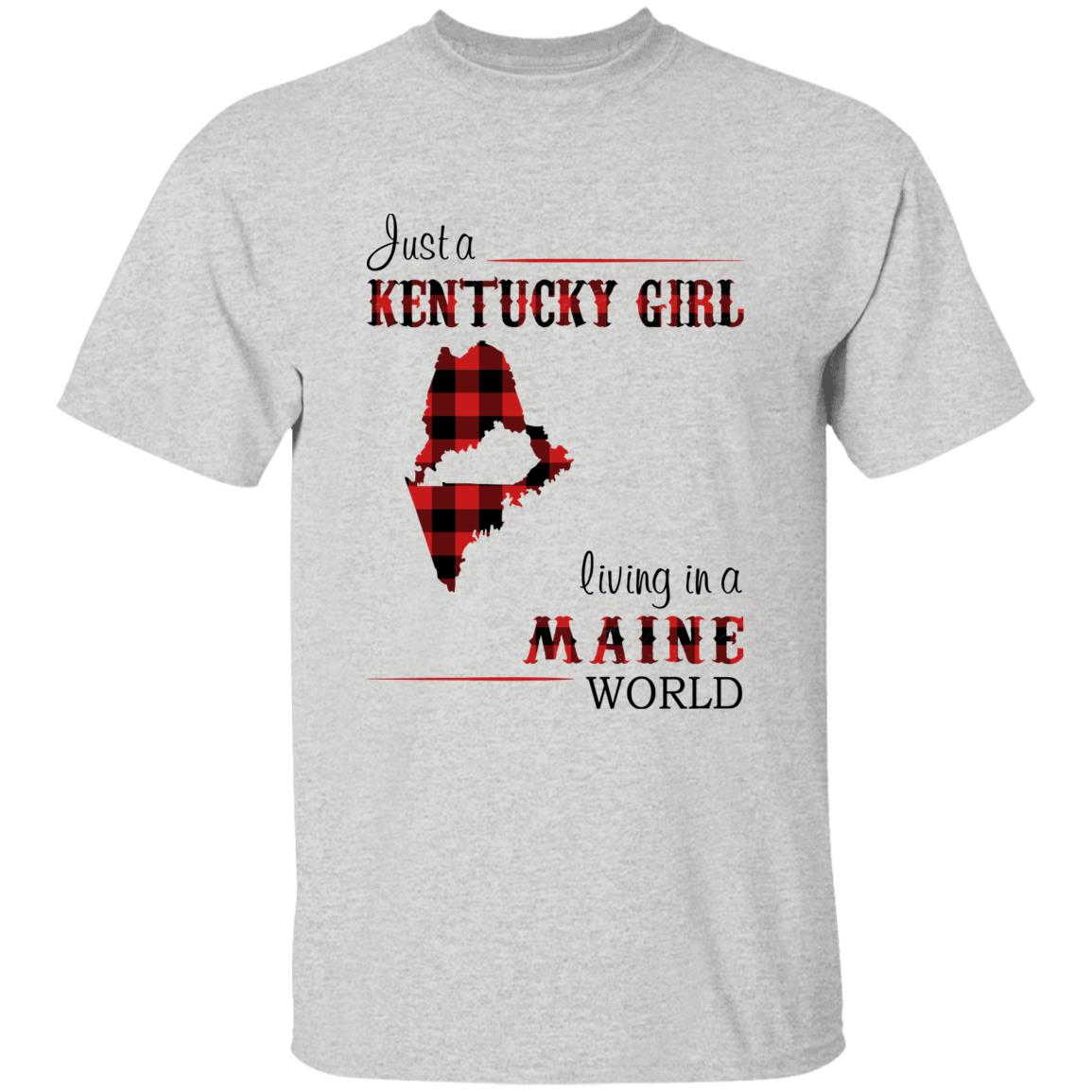 Just A Kentucky Girl Living In A Maine World T-shirt - T-shirt Born Live Plaid Red Teezalo