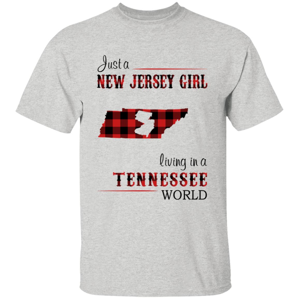 Just A New Jersey Girl Living In A Tennessee World T-shirt - T-shirt Born Live Plaid Red Teezalo