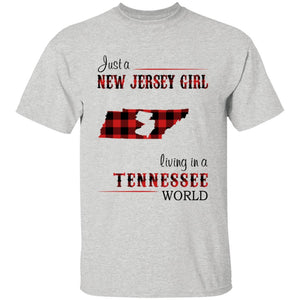 Just A New Jersey Girl Living In A Tennessee World T-shirt - T-shirt Born Live Plaid Red Teezalo