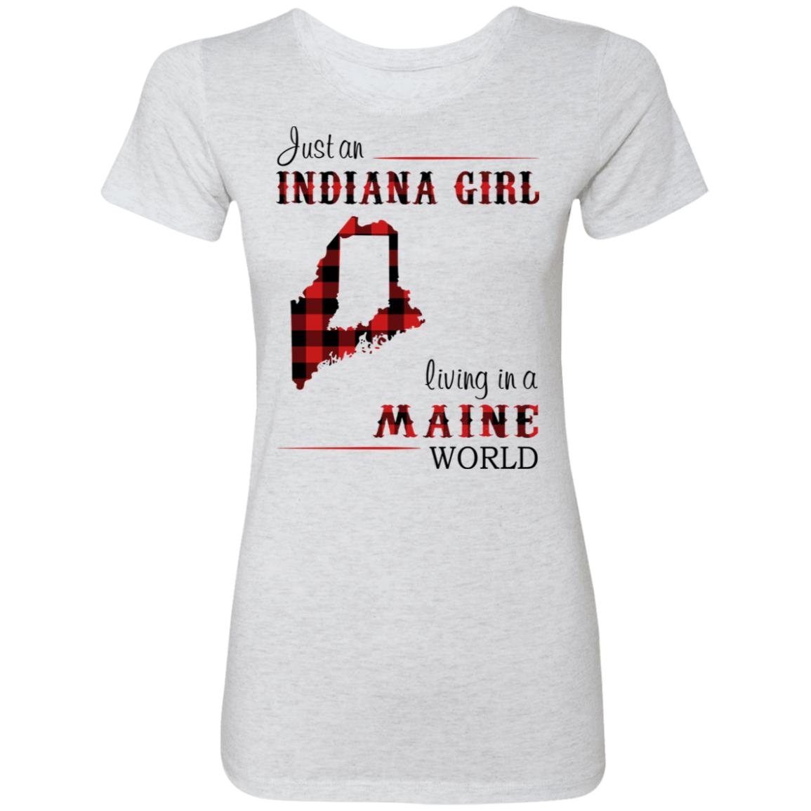 Just An Indiana Girl Living In A Maine World T-Shirt - T-shirt Born Live Plaid Red Teezalo