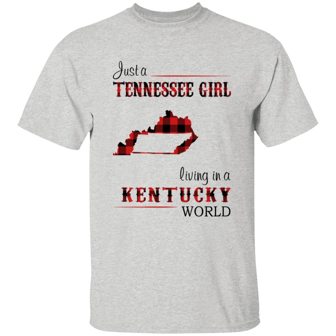 Just A Tennessee Girl Living In A Kentucky World T-shirt - T-shirt Born Live Plaid Red Teezalo