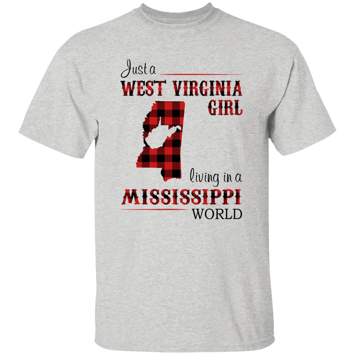 Just A West Virginia Girl Living In A Mississippi World T-shirt - T-shirt Born Live Plaid Red Teezalo