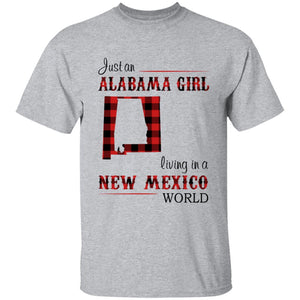 Just An Alabama Girl Living In A New Mexico World T-shirt - T-shirt Born Live Plaid Red Teezalo