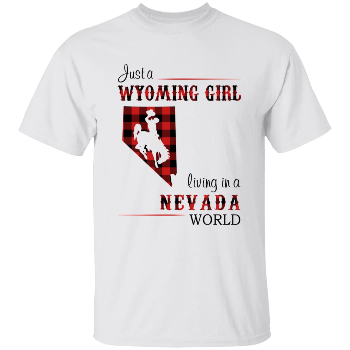Just A Wyoming Girl Living In A Nevada World T-shirt - T-shirt Born Live Plaid Red Teezalo