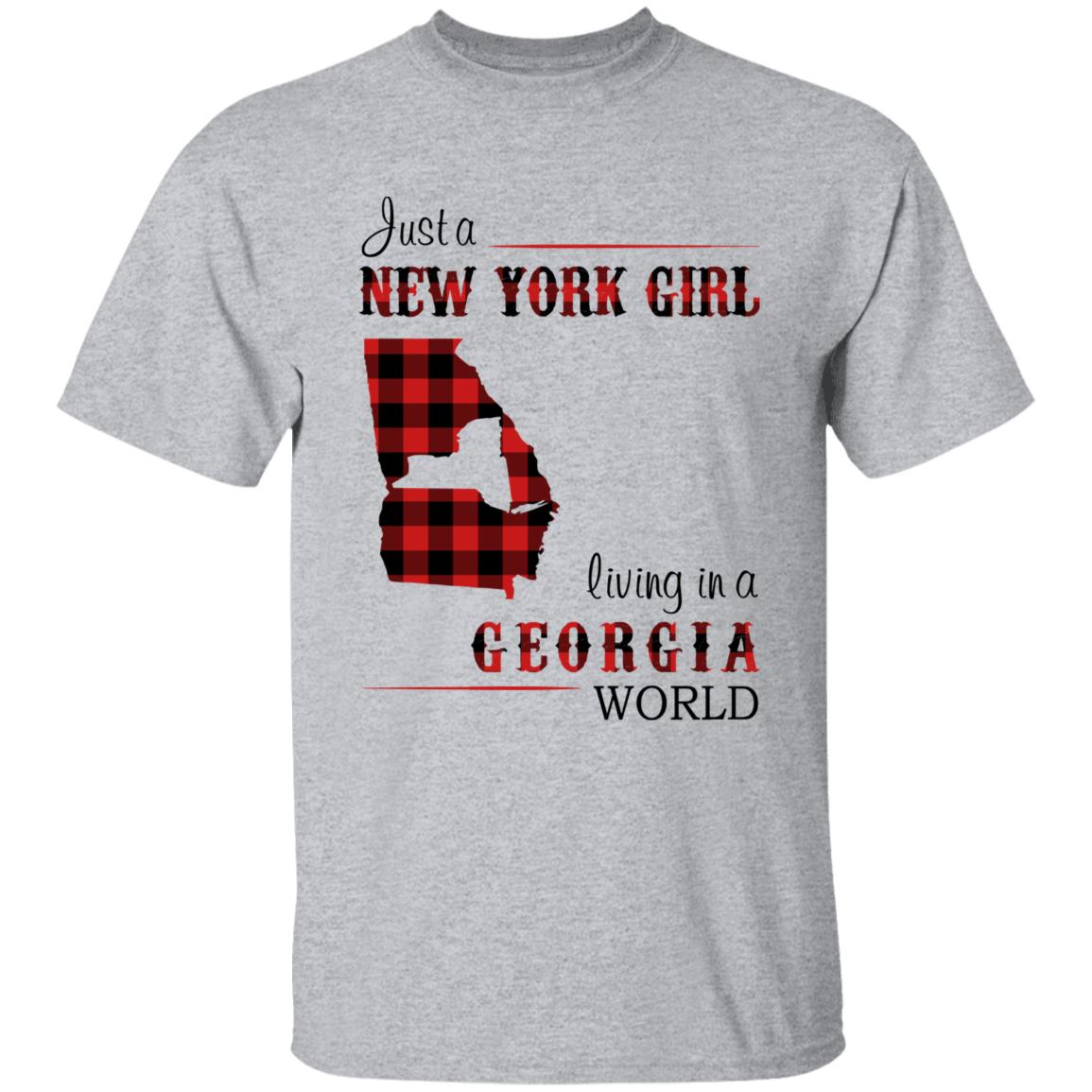Just A New York Girl Living In A Georgia World T-shirt - T-shirt Born Live Plaid Red Teezalo