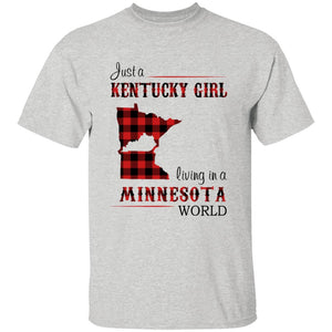 Just A Kentucky Girl Living In A Minnesota World T-shirt - T-shirt Born Live Plaid Red Teezalo