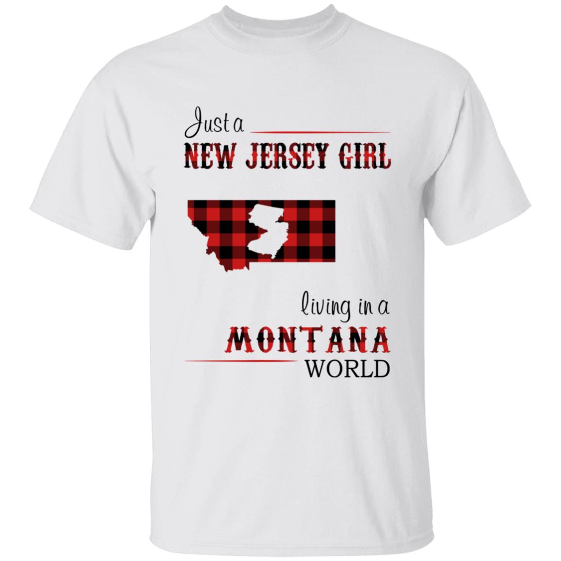 Just A New Jersey Girl Living In A Montana World T-shirt - T-shirt Born Live Plaid Red Teezalo