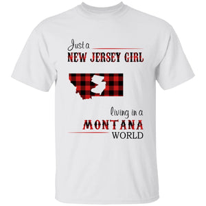 Just A New Jersey Girl Living In A Montana World T-shirt - T-shirt Born Live Plaid Red Teezalo