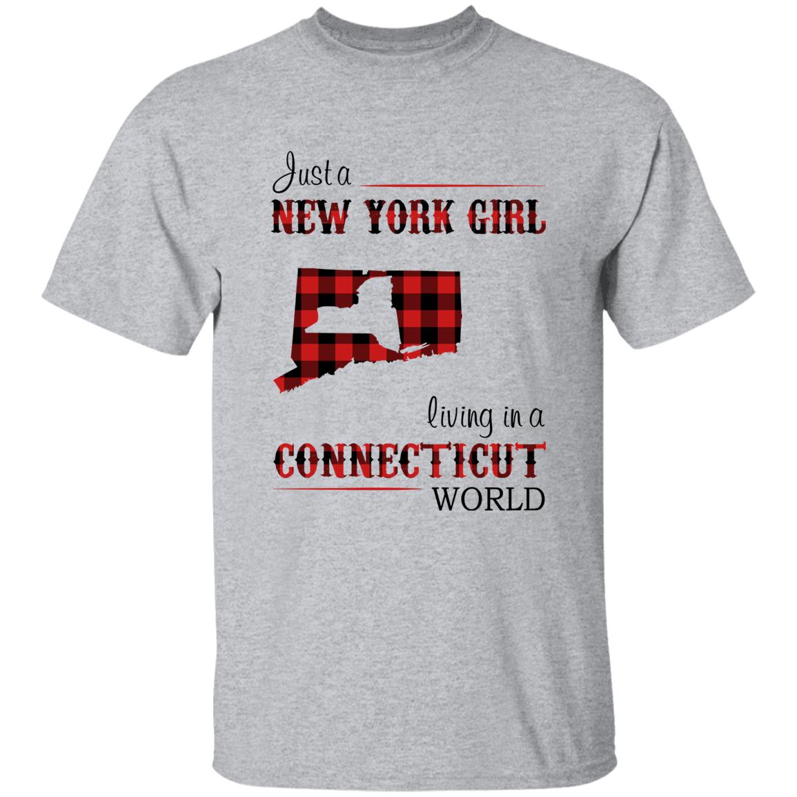 Just A New York Girl Living In A Connecticut World T-shirt - T-shirt Born Live Plaid Red Teezalo