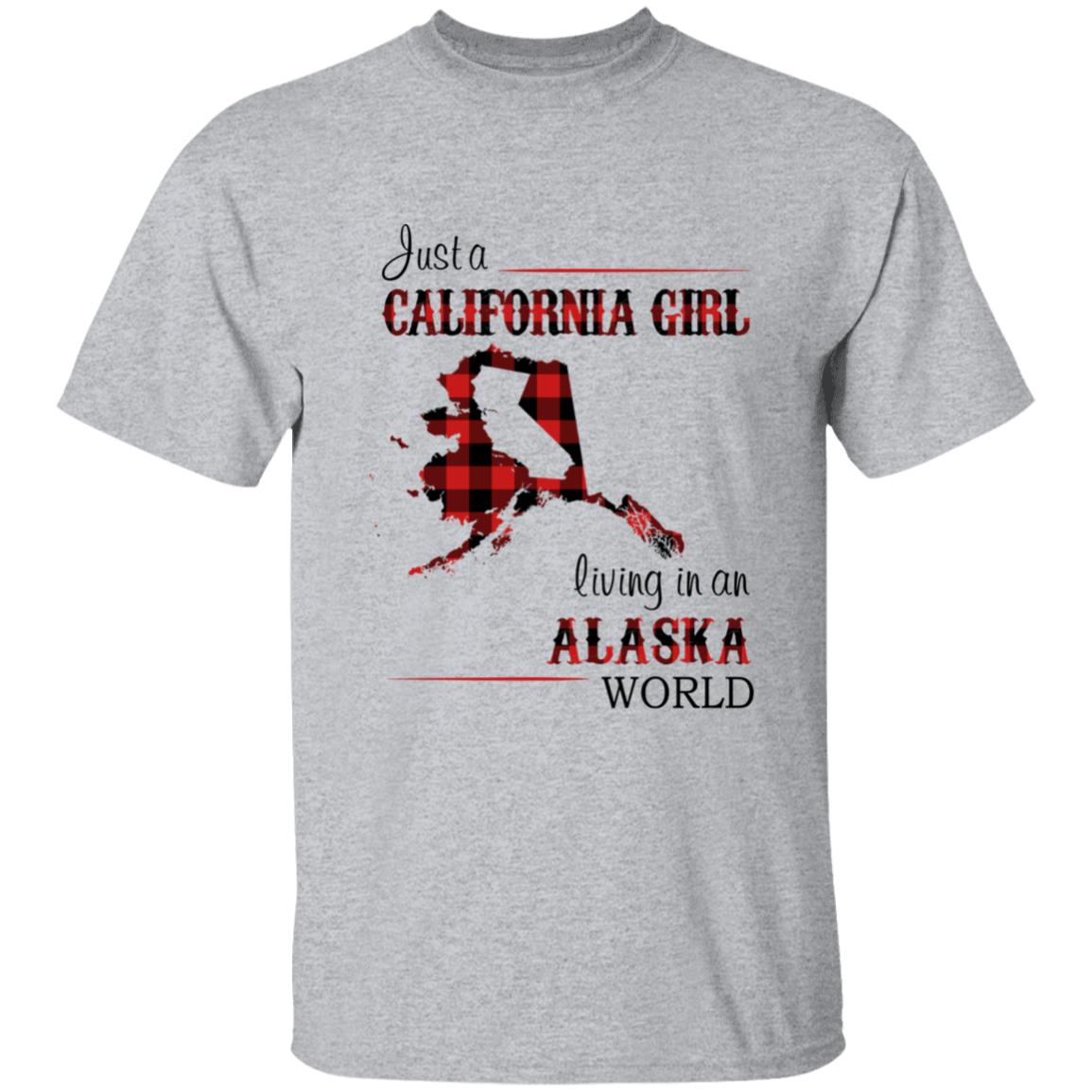Just A California Girl Living In An Alaska World T-Shirt - T-shirt Born Live Plaid Red Teezalo