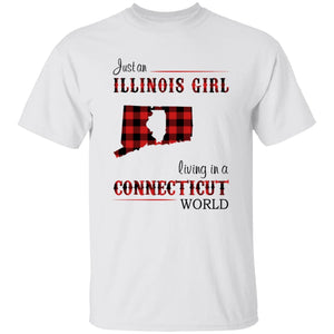 Just An Illinois Girl Living In A Connecticut World T-shirt - T-shirt Born Live Plaid Red Teezalo