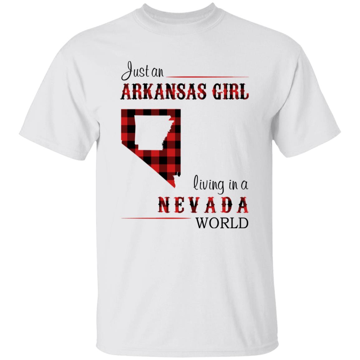 Just An Arkansas Girl Living In A Nevada World T-shirt - T-shirt Born Live Plaid Red Teezalo