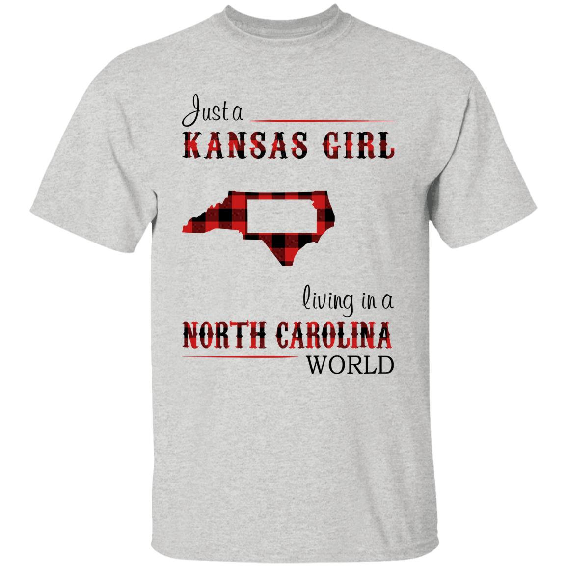 Just A Kansas Girl Living In A North Carolina World T-shirt - T-shirt Born Live Plaid Red Teezalo