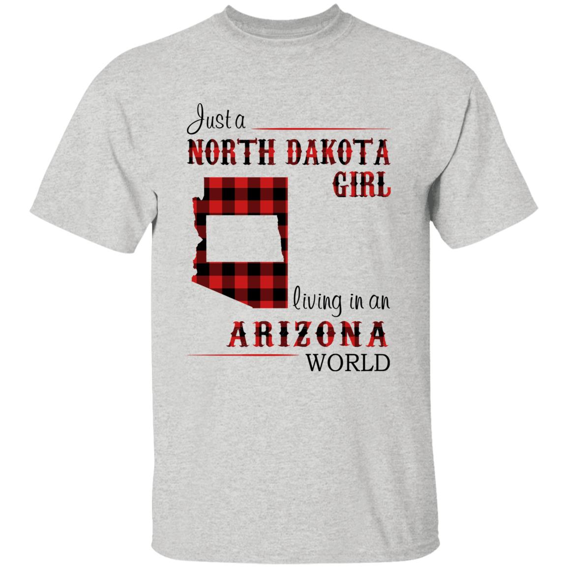 Just A North Dakota Girl Living In An Arizona World T-shirt - T-shirt Born Live Plaid Red Teezalo