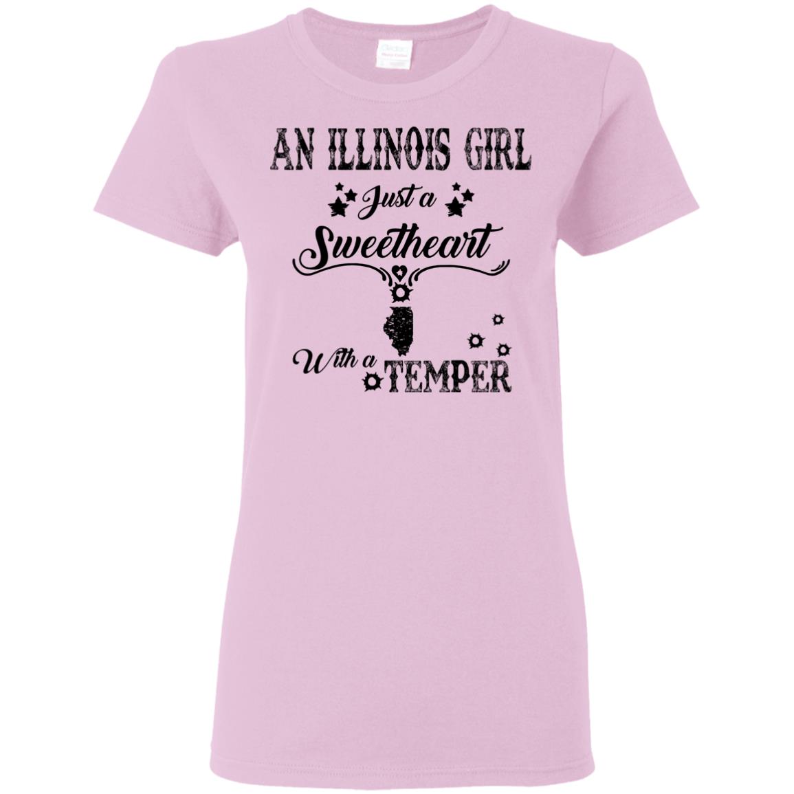 Illinois Girl Just A Sweetheart With A Temper T-shirt - T-shirt Teezalo