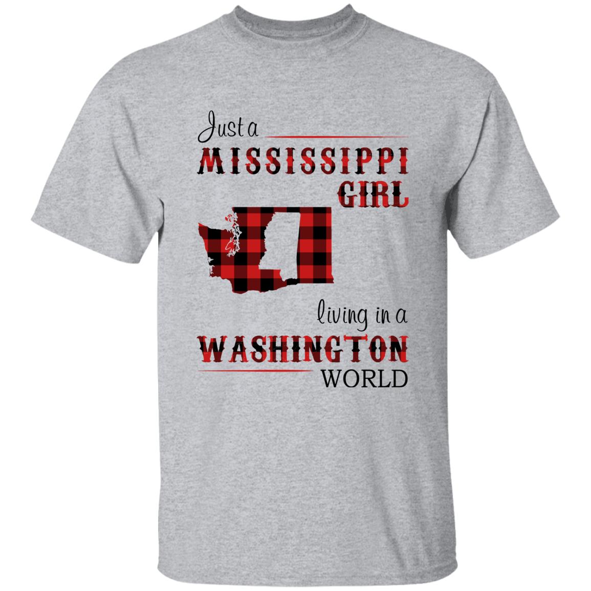 Just A Mississippi Girl Living In A Washington World T-shirt - T-shirt Born Live Plaid Red Teezalo